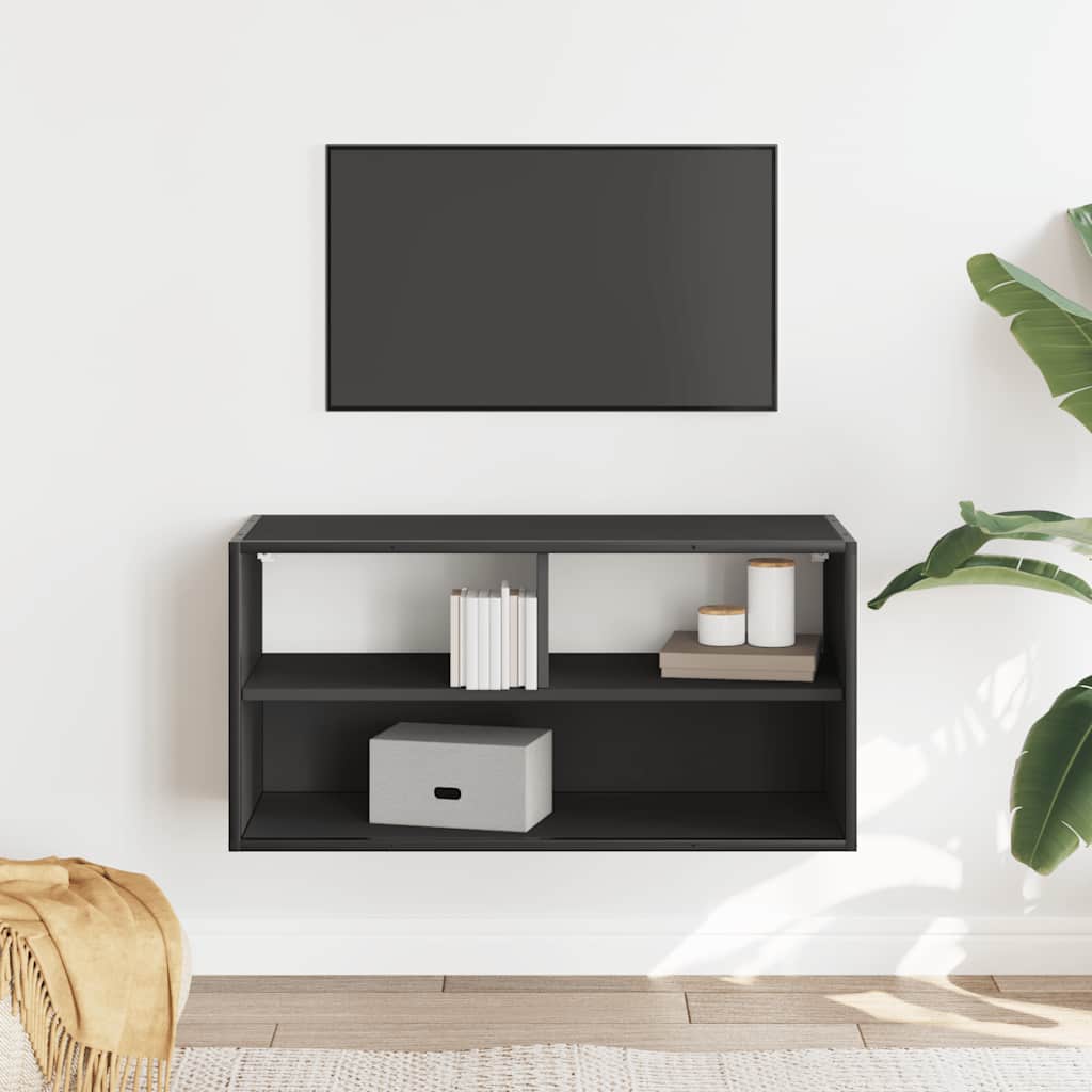 Meuble TV noir 80x31x39,5 cm bois d'ingénierie et métal - XIOS