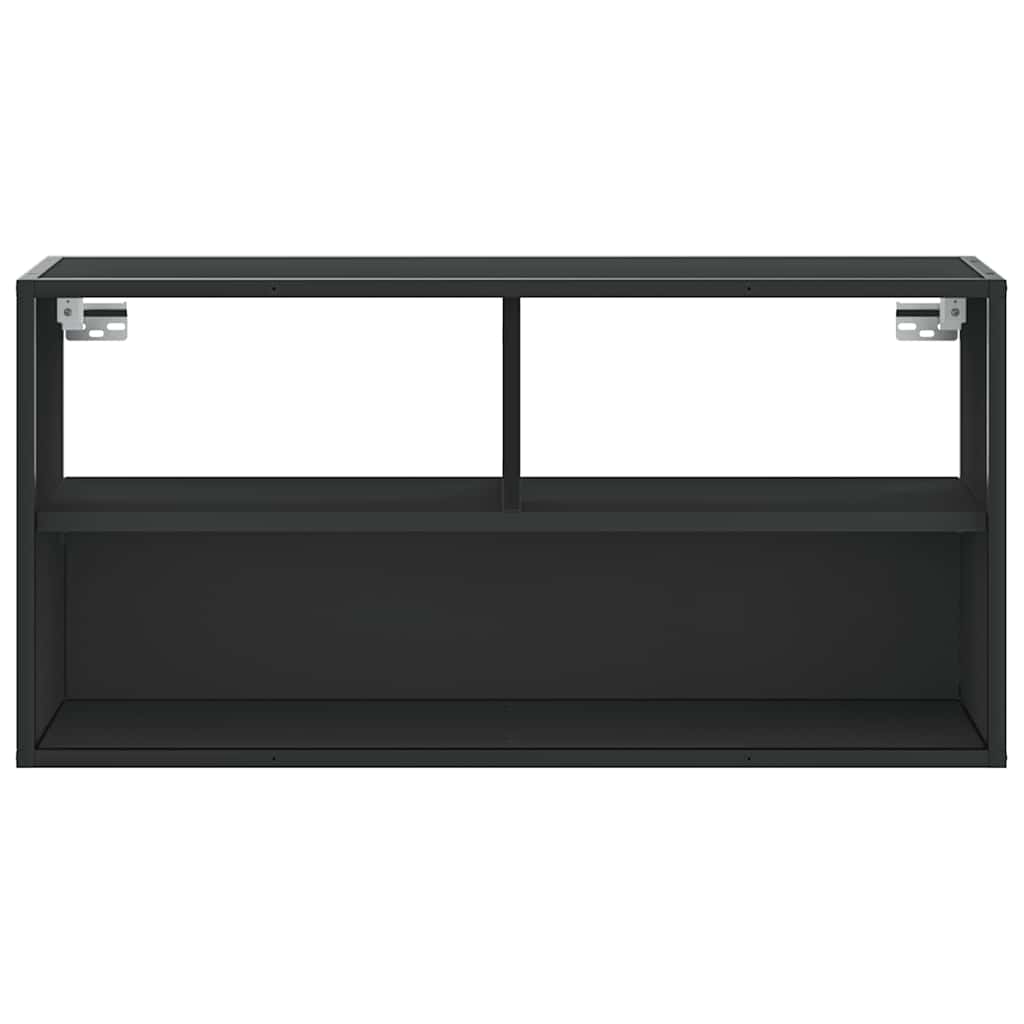 Meuble TV noir 80x31x39,5 cm bois d'ingénierie et métal - XIOS