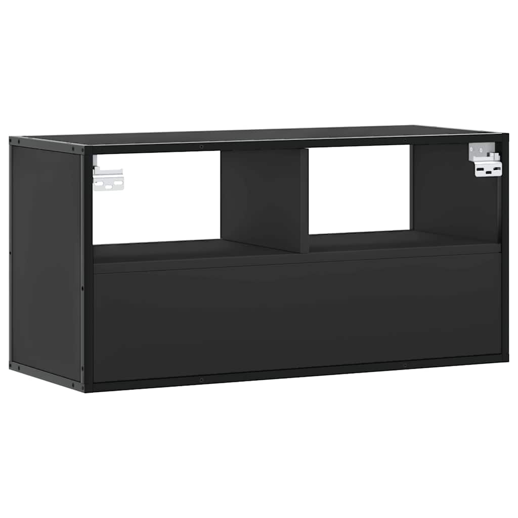 Meuble TV noir 80x31x39,5 cm bois d'ingénierie et métal - XIOS