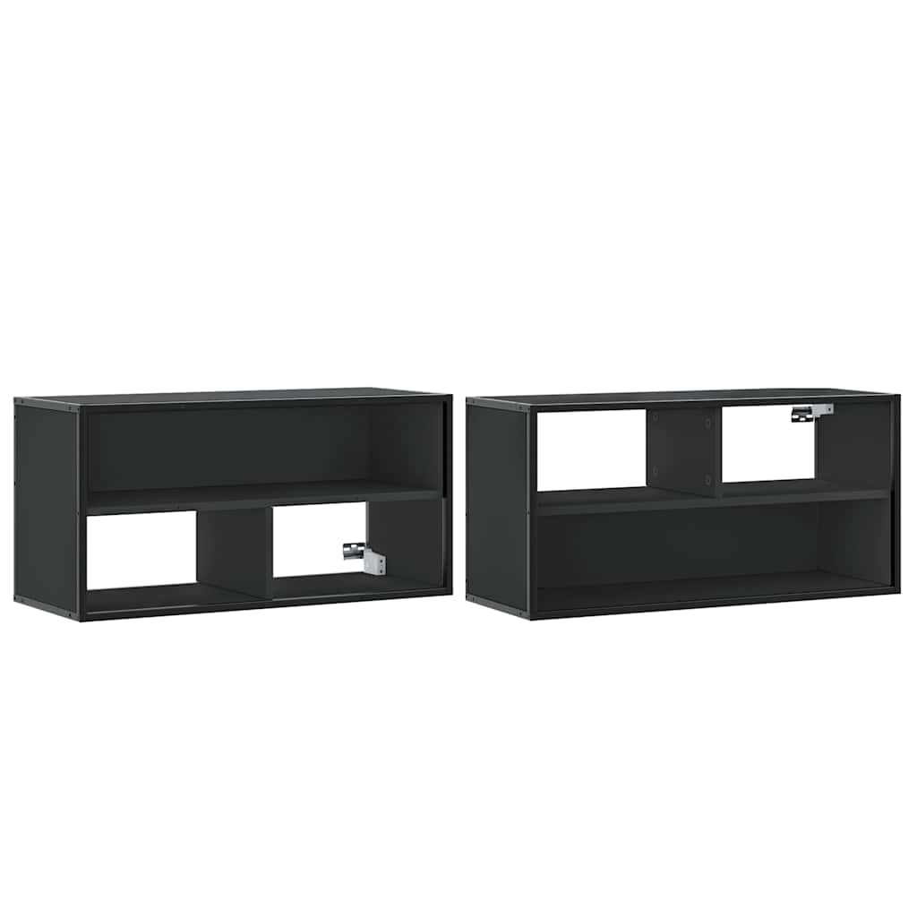 Meuble TV noir 80x31x39,5 cm bois d'ingénierie et métal - XIOS