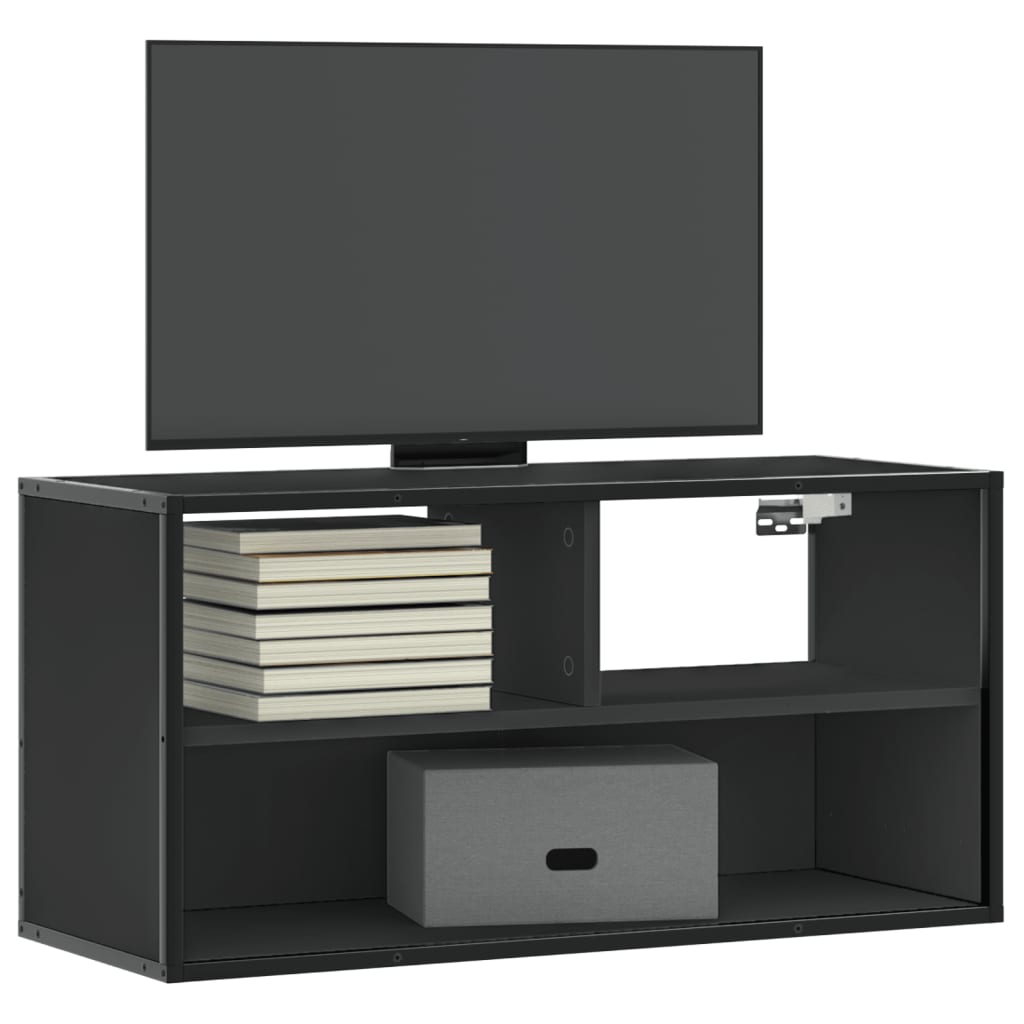 Meuble TV noir 80x31x39,5 cm bois d'ingénierie et métal - XIOS