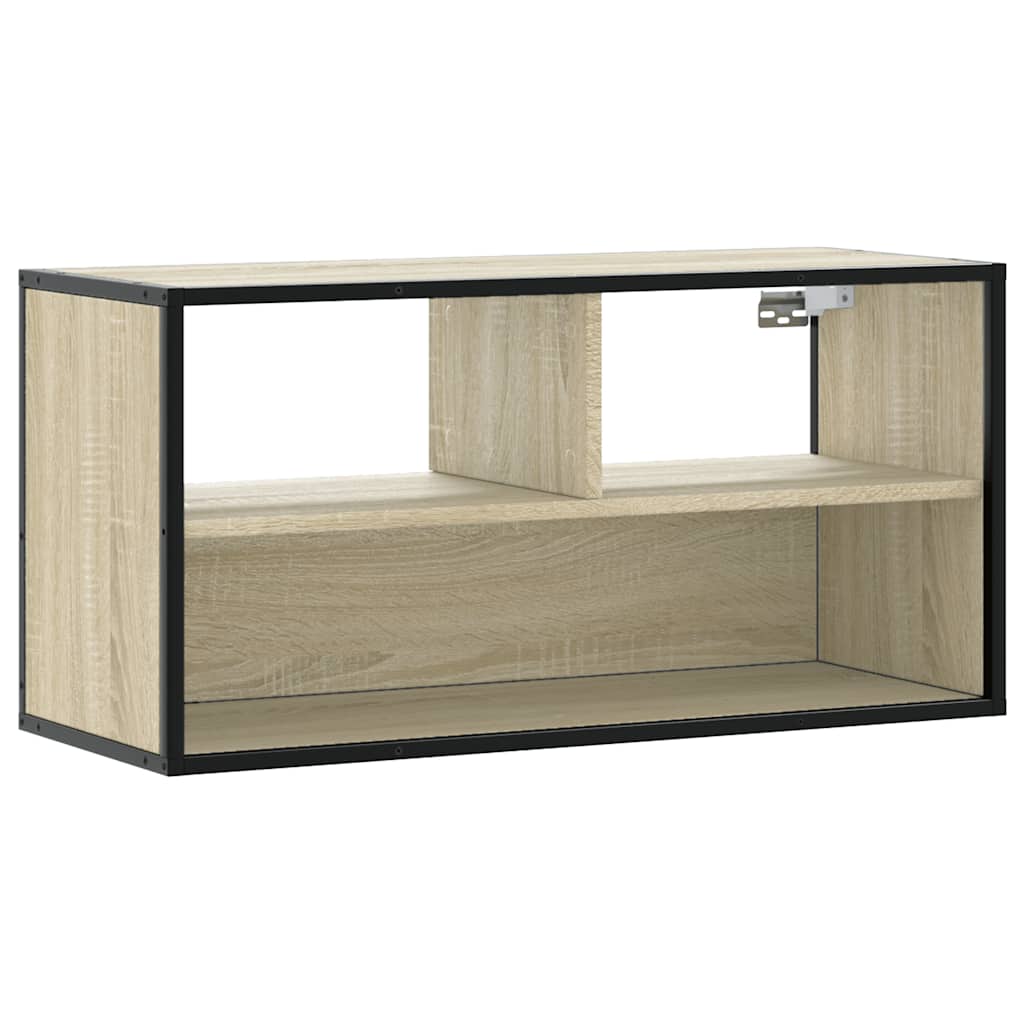 Meuble TV chêne sonoma 80x31x39,5 cm bois d'ingénierie et métal - XIOS