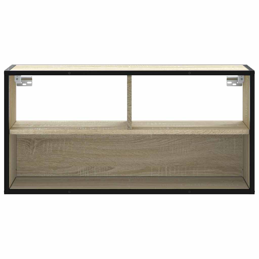 Meuble TV chêne sonoma 80x31x39,5 cm bois d'ingénierie et métal - XIOS