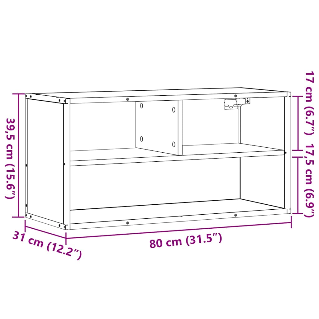 Meuble TV chêne sonoma 80x31x39,5 cm bois d'ingénierie et métal - XIOS