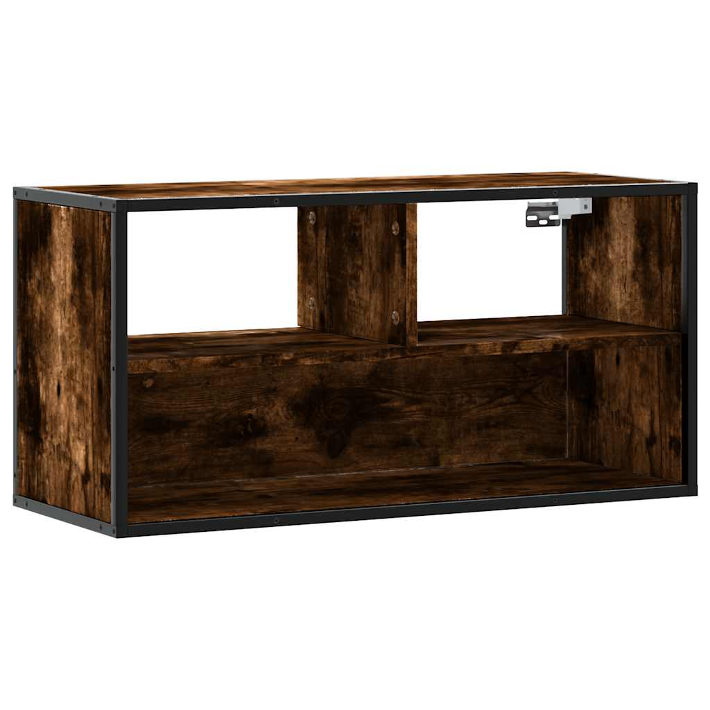 Meuble TV chêne fumé 80x31x39,5 cm bois d'ingénierie et métal - XIOS