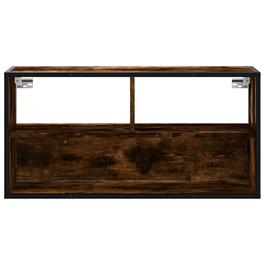 Meuble TV chêne fumé 80x31x39,5 cm bois d'ingénierie et métal - XIOS