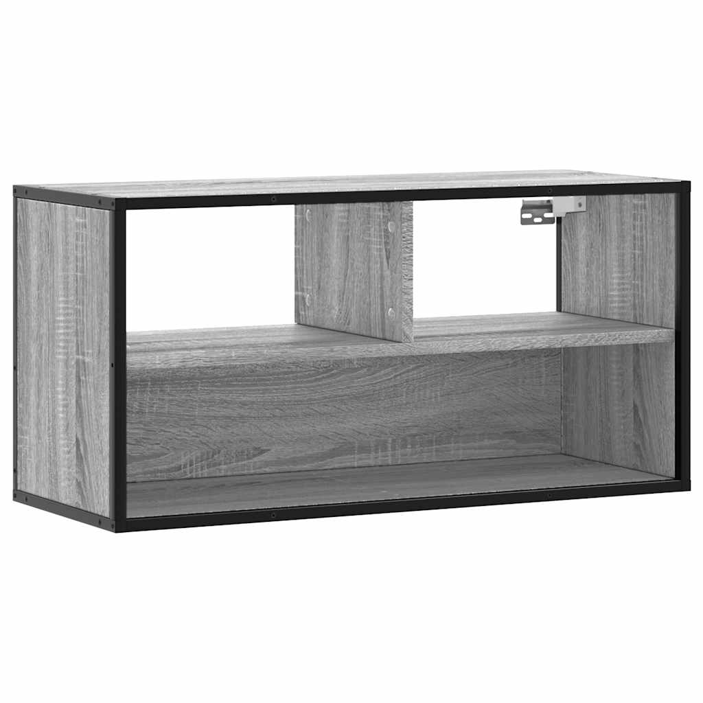 Meuble TV sonoma gris 80x31x39,5 cm bois d'ingénierie et métal - XIOS