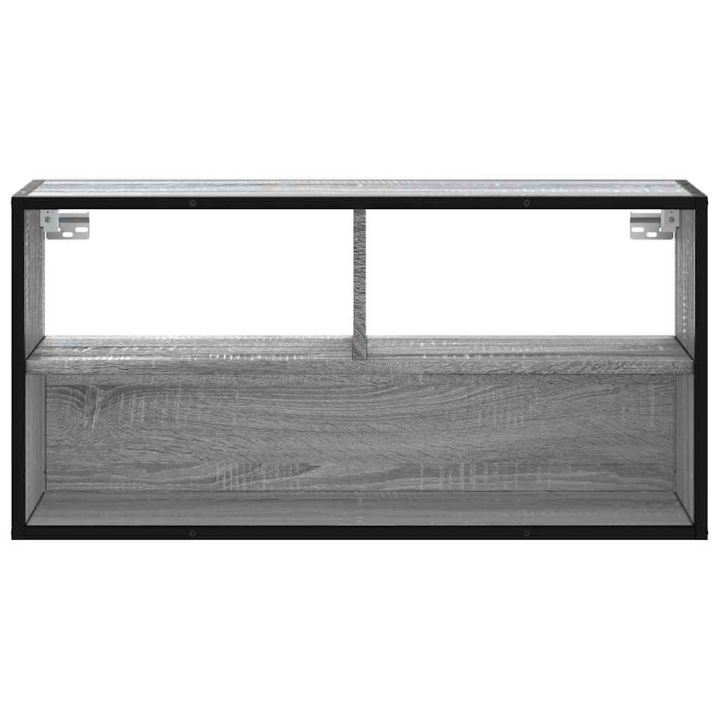 Meuble TV sonoma gris 80x31x39,5 cm bois d'ingénierie et métal - XIOS
