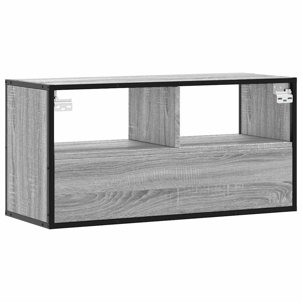 Meuble TV sonoma gris 80x31x39,5 cm bois d'ingénierie et métal - XIOS