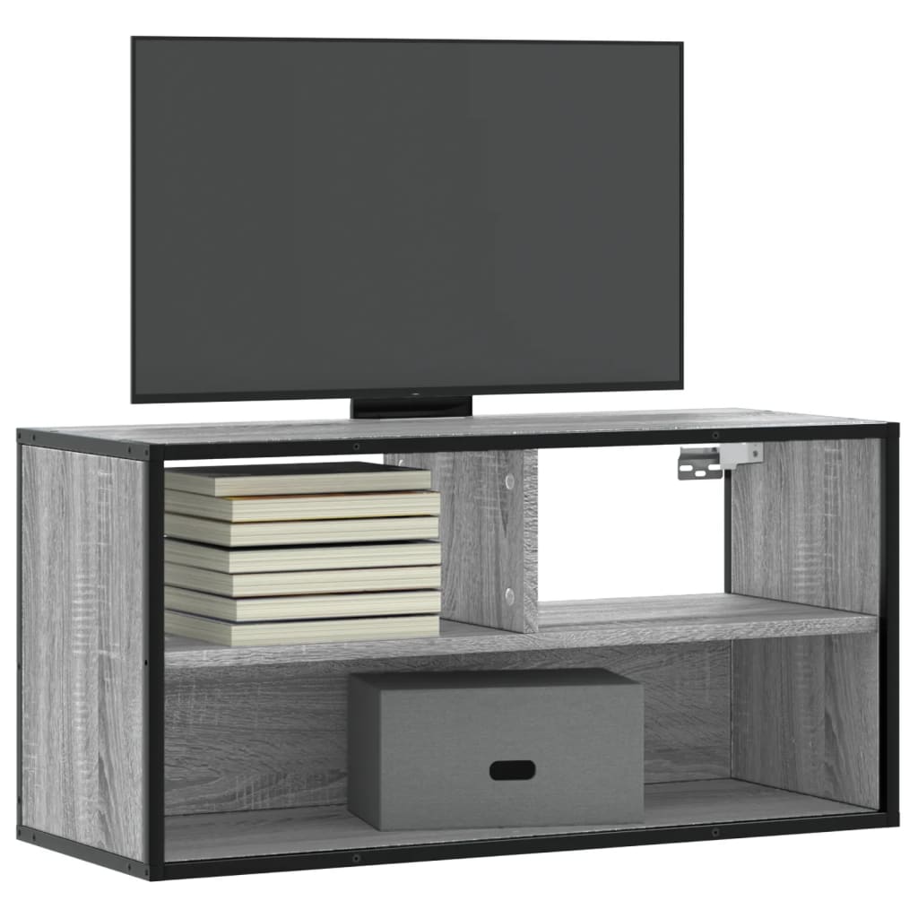 Meuble TV sonoma gris 80x31x39,5 cm bois d'ingénierie et métal - XIOS