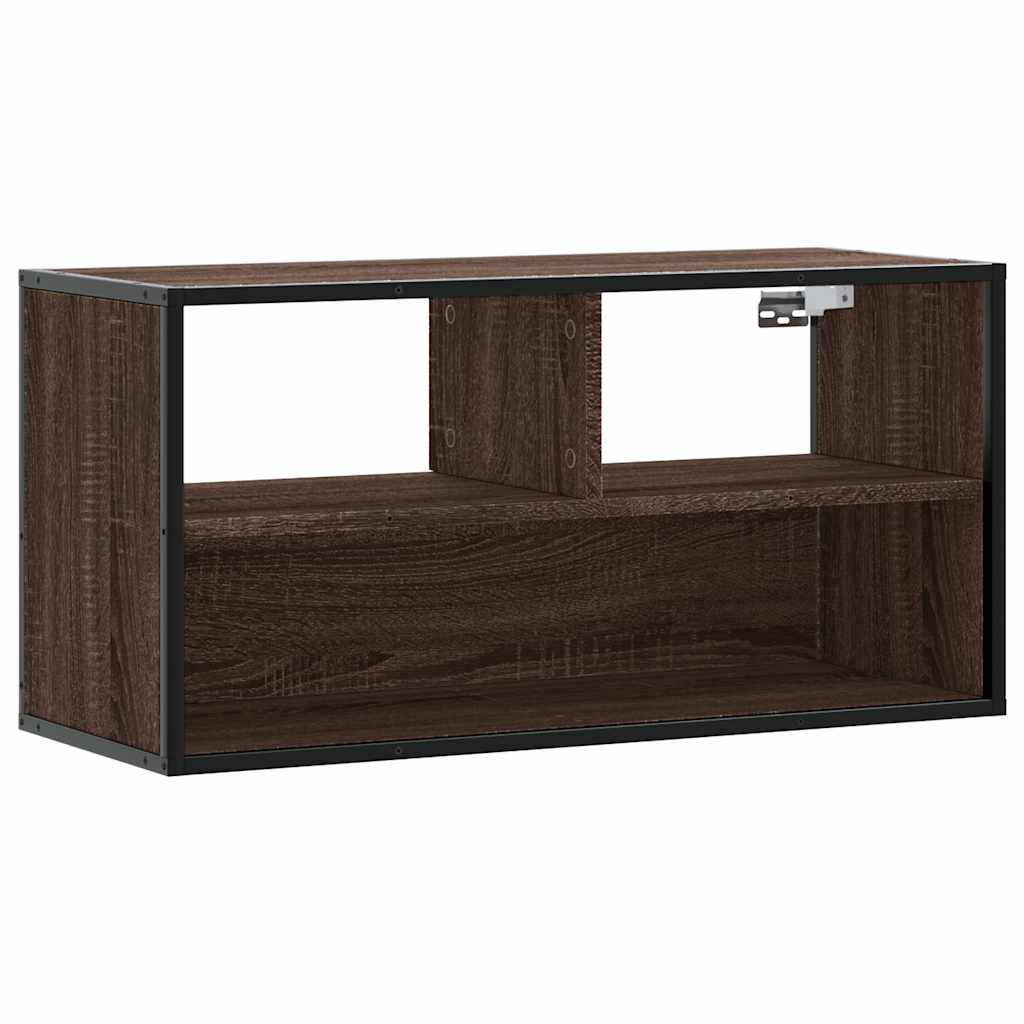 Meuble TV chêne marron 80x31x39,5 cm bois d'ingénierie et métal - XIOS