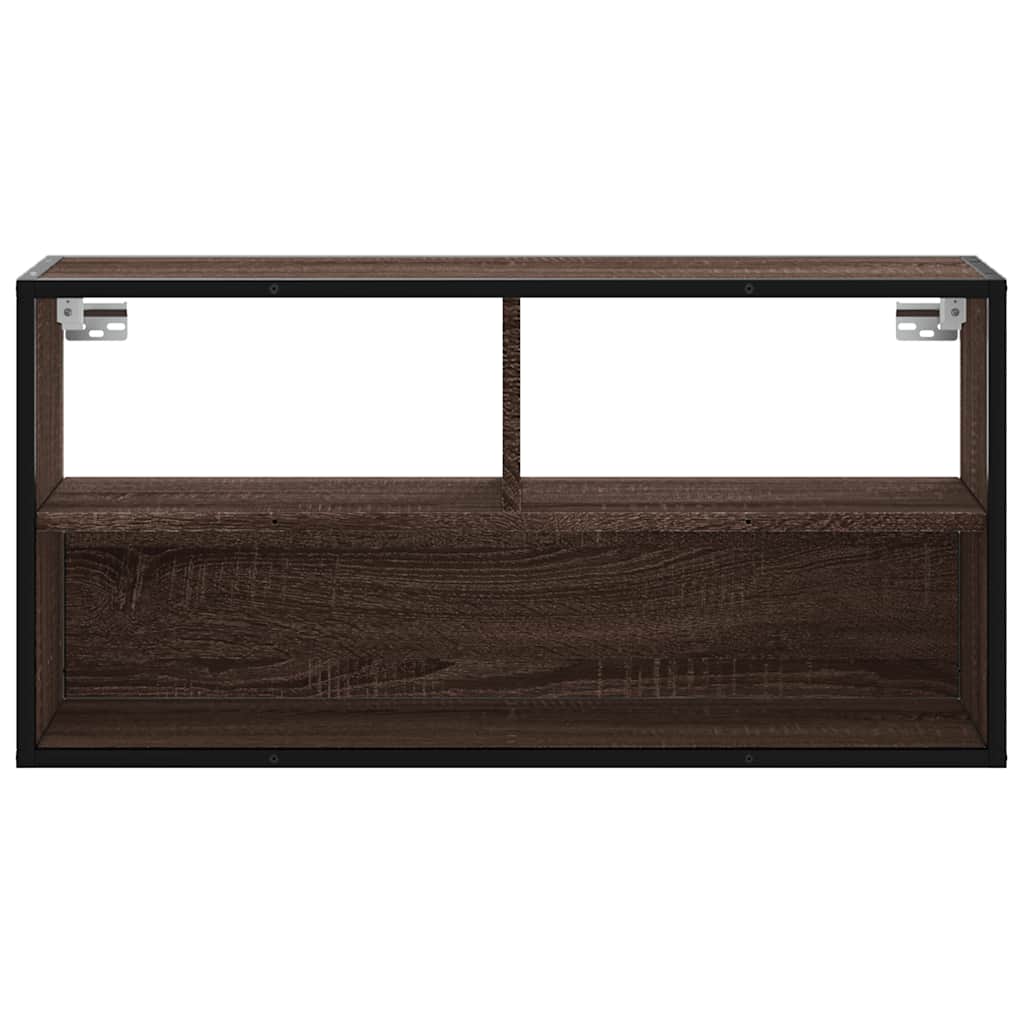 Meuble TV chêne marron 80x31x39,5 cm bois d'ingénierie et métal - XIOS