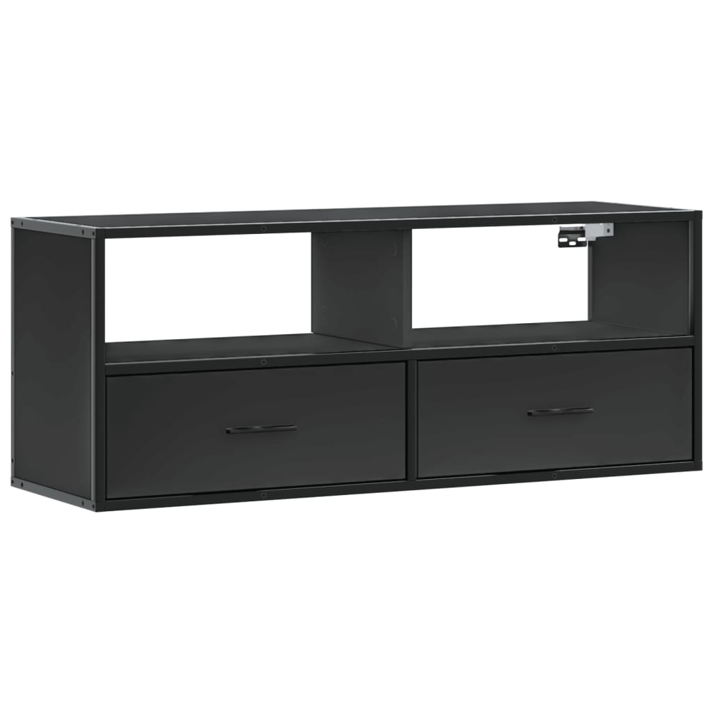 Meuble TV noir 100x31x39,5 cm bois d'ingénierie et métal - XIOS