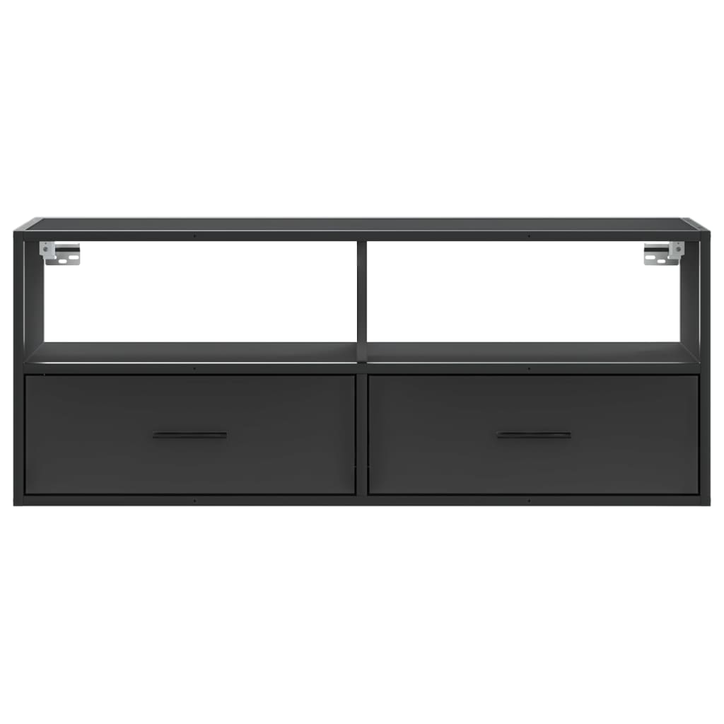 Meuble TV noir 100x31x39,5 cm bois d'ingénierie et métal - XIOS