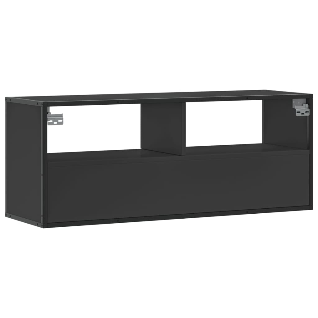 Meuble TV noir 100x31x39,5 cm bois d'ingénierie et métal - XIOS