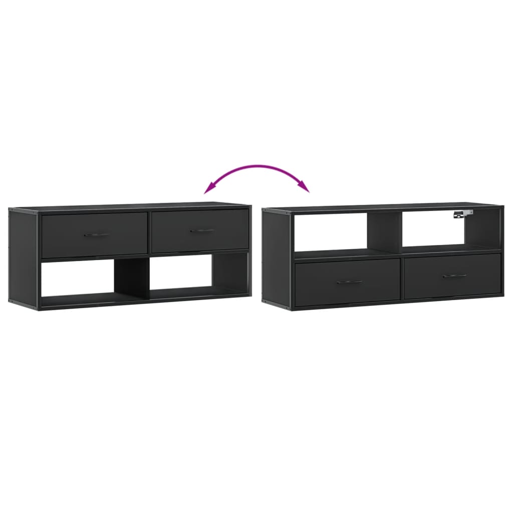 Meuble TV noir 100x31x39,5 cm bois d'ingénierie et métal - XIOS