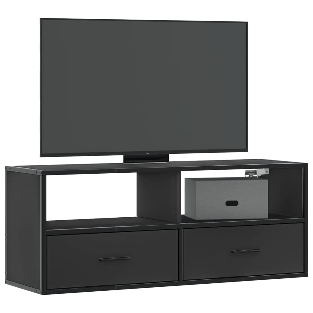 Meuble TV noir 100x31x39,5 cm bois d'ingénierie et métal - XIOS
