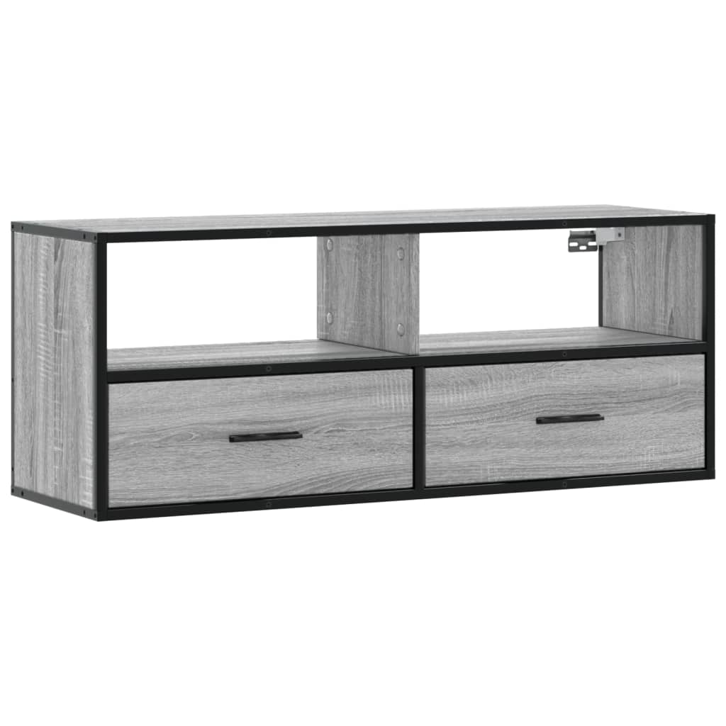 Meuble TV sonoma gris 100x31x39,5 cm bois d'ingénierie et métal - XIOS