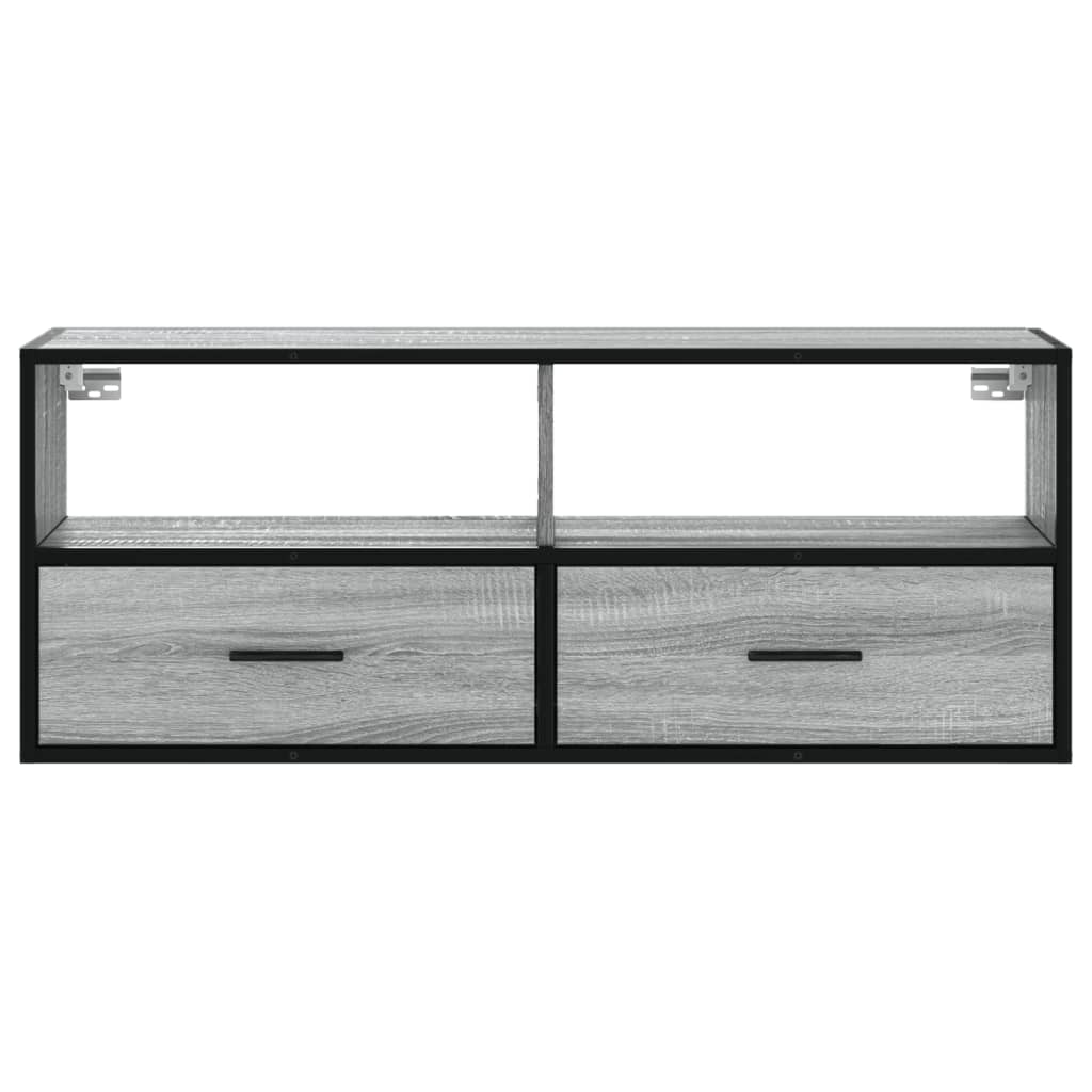 Meuble TV sonoma gris 100x31x39,5 cm bois d'ingénierie et métal - XIOS