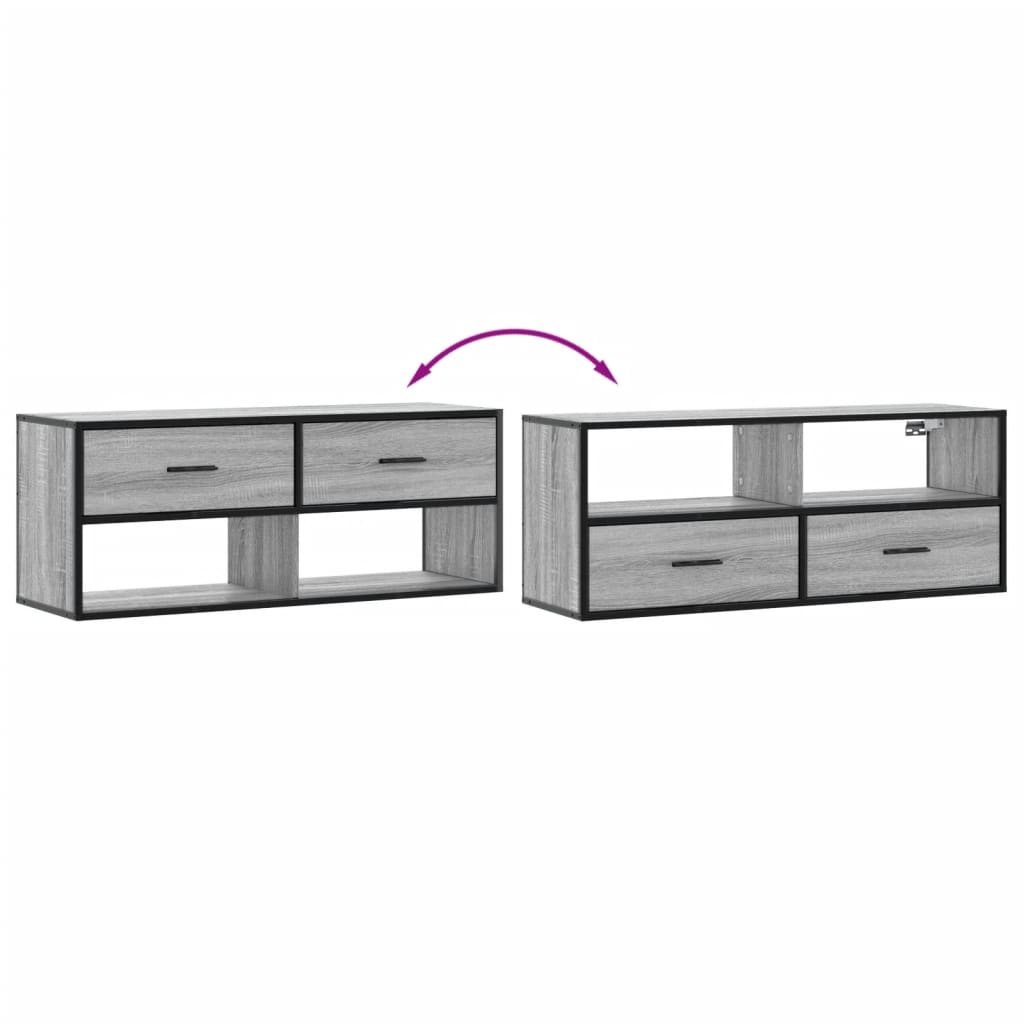 Meuble TV sonoma gris 100x31x39,5 cm bois d'ingénierie et métal - XIOS