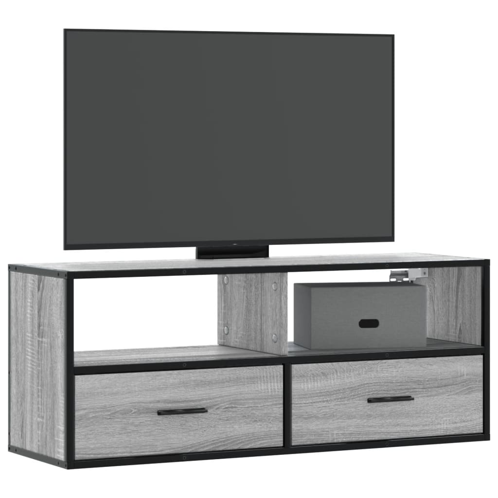 Meuble TV sonoma gris 100x31x39,5 cm bois d'ingénierie et métal - XIOS