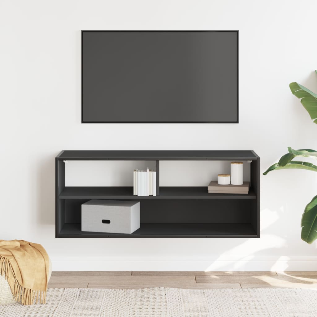 Meuble TV noir 100x31x39,5 cm bois d'ingénierie et métal - XIOS