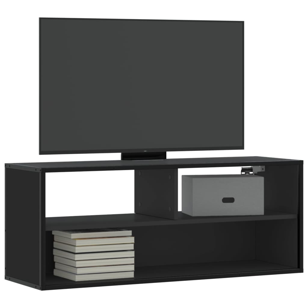Meuble TV noir 100x31x39,5 cm bois d'ingénierie et métal - XIOS