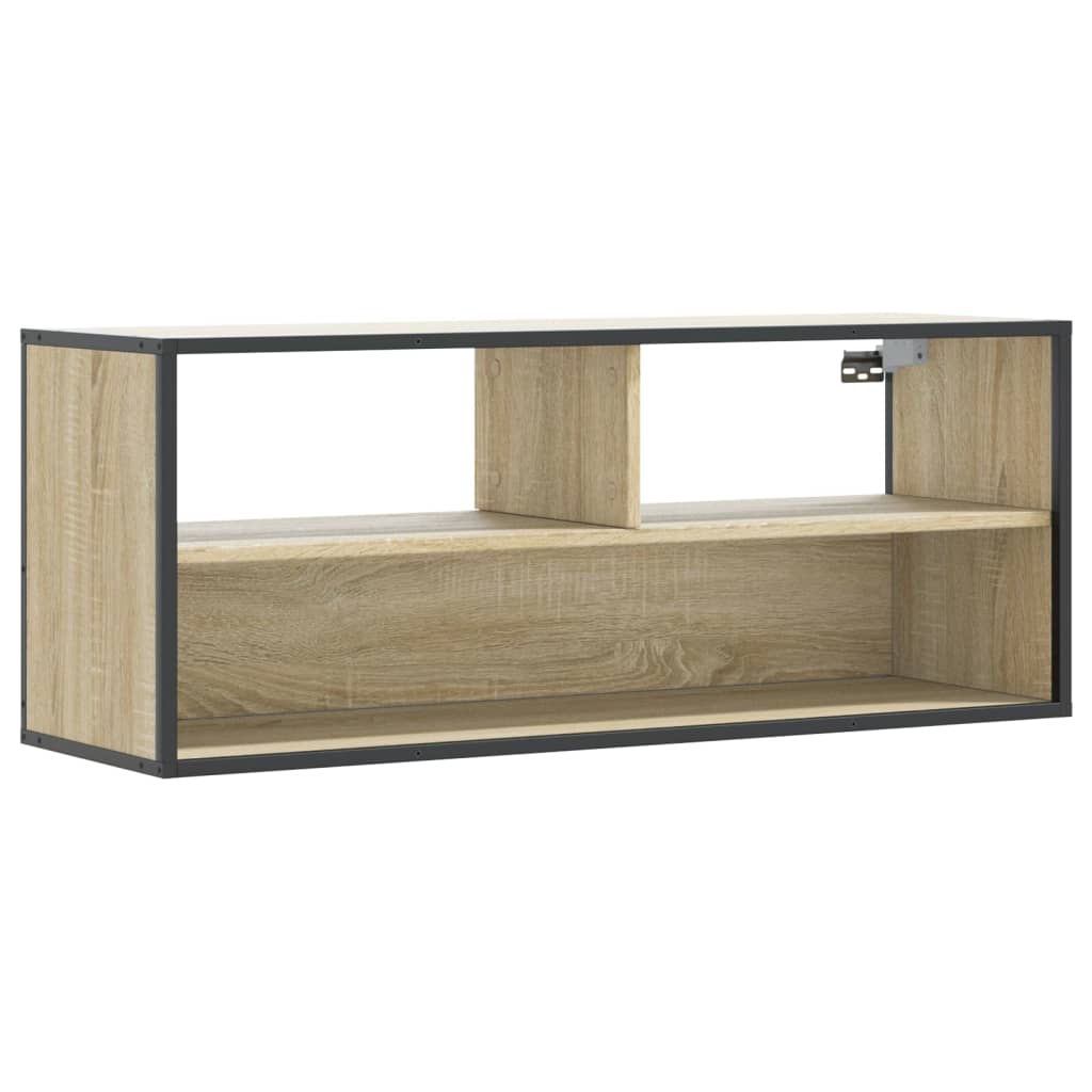 Meuble TV chêne sonoma 100x31x39,5cm bois d'ingénierie et métal - XIOS