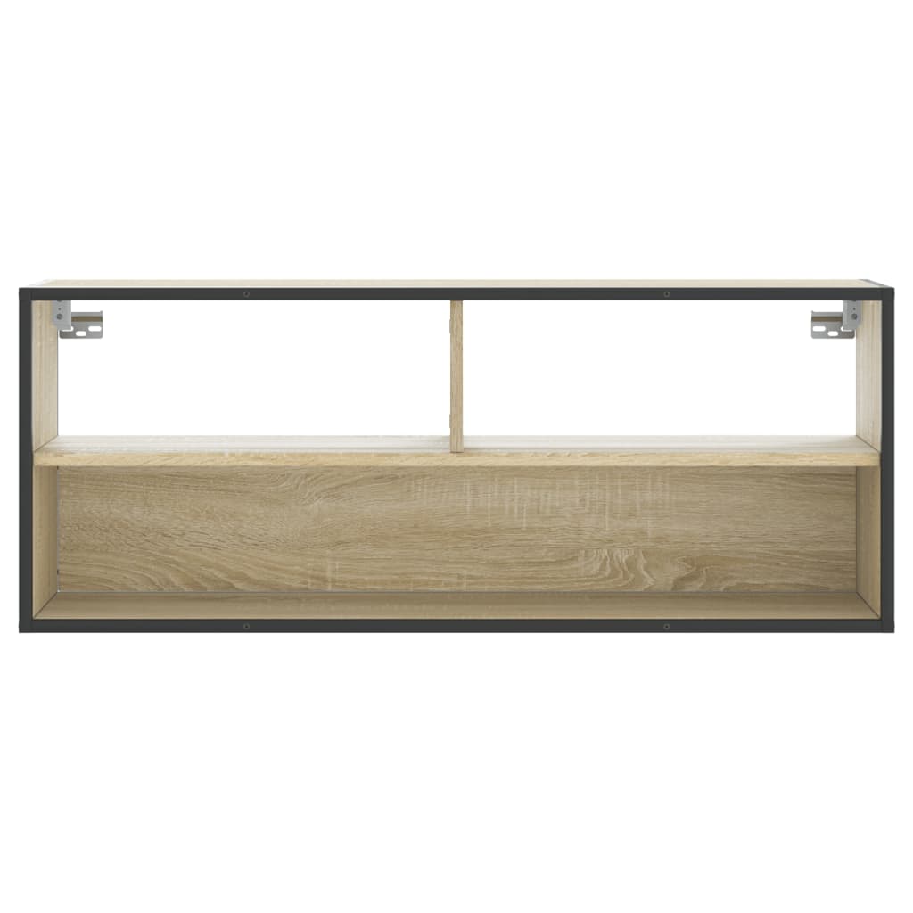 Meuble TV chêne sonoma 100x31x39,5cm bois d'ingénierie et métal - XIOS