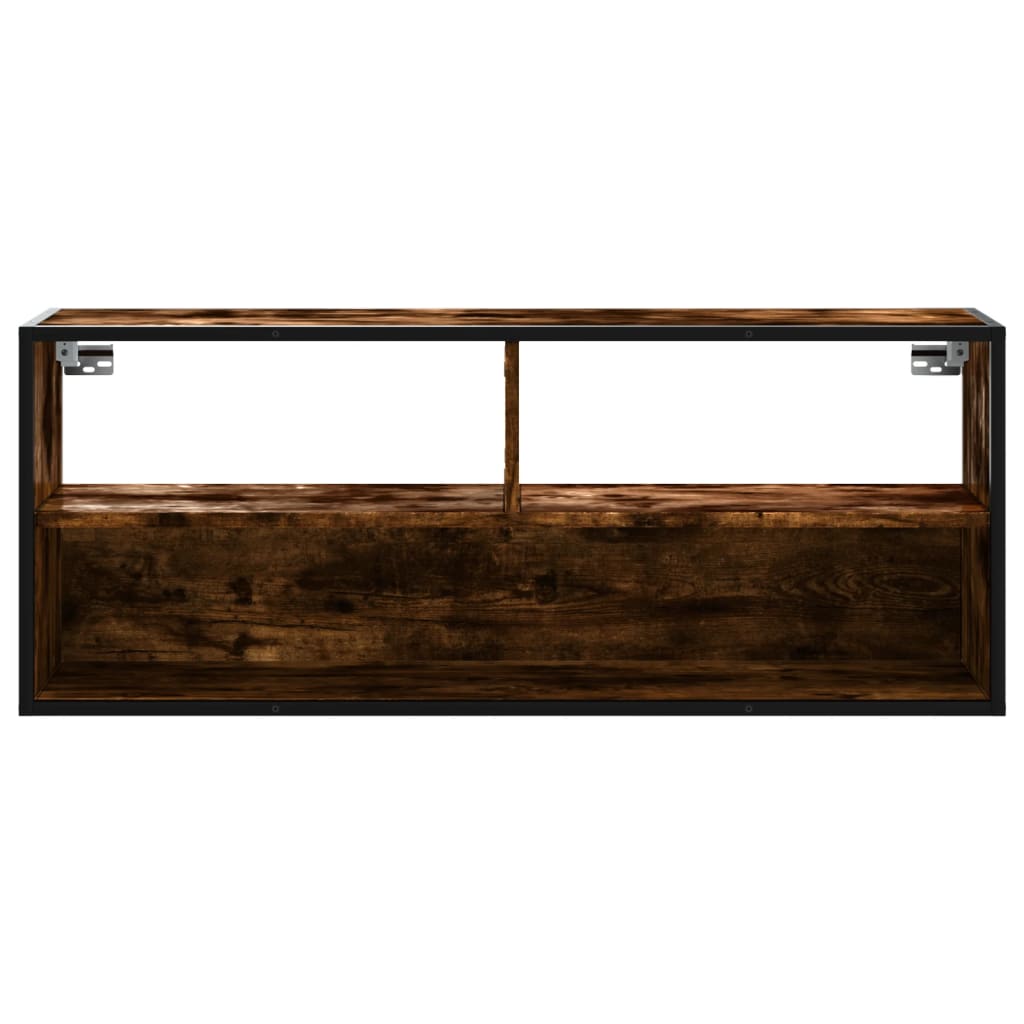 Meuble TV chêne fumé 100x31x39,5 cm bois d'ingénierie et métal - XIOS