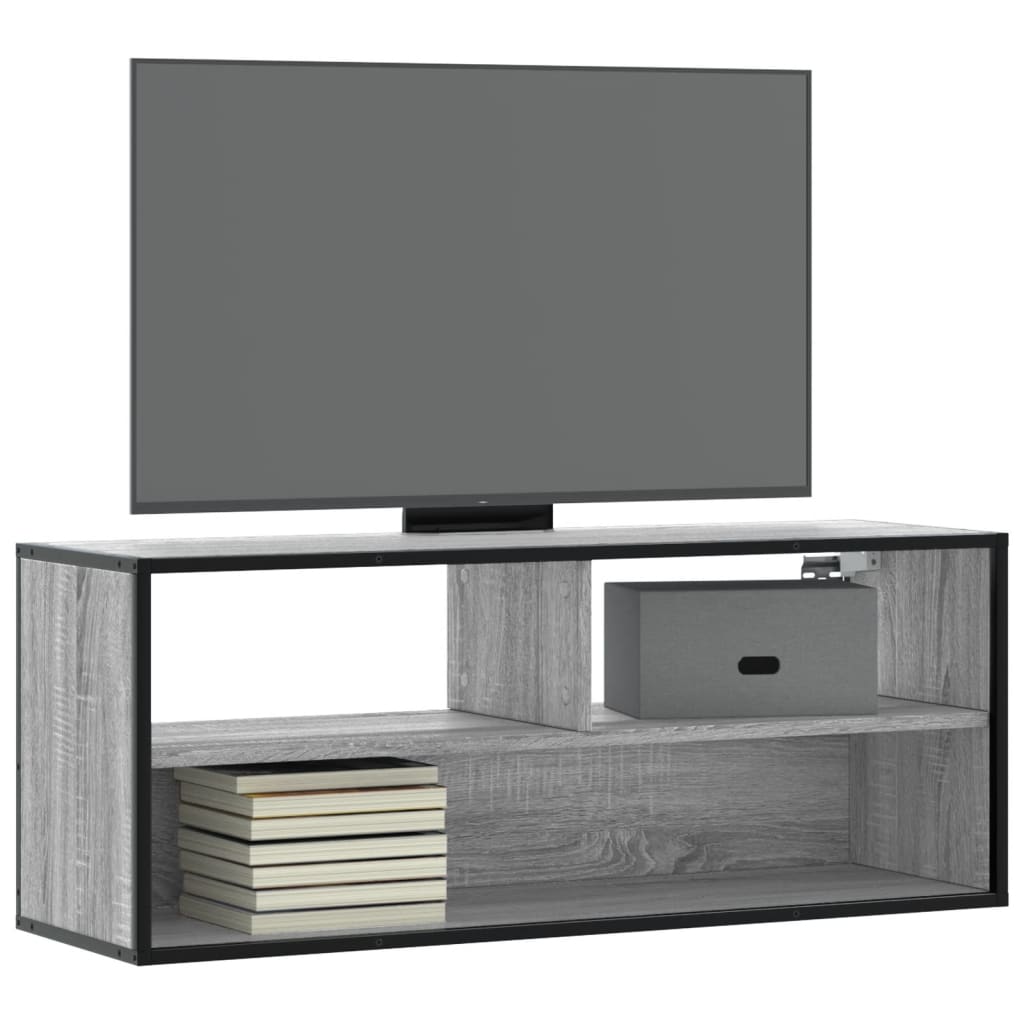 Meuble TV sonoma gris 100x31x39,5 cm bois d'ingénierie et métal - XIOS