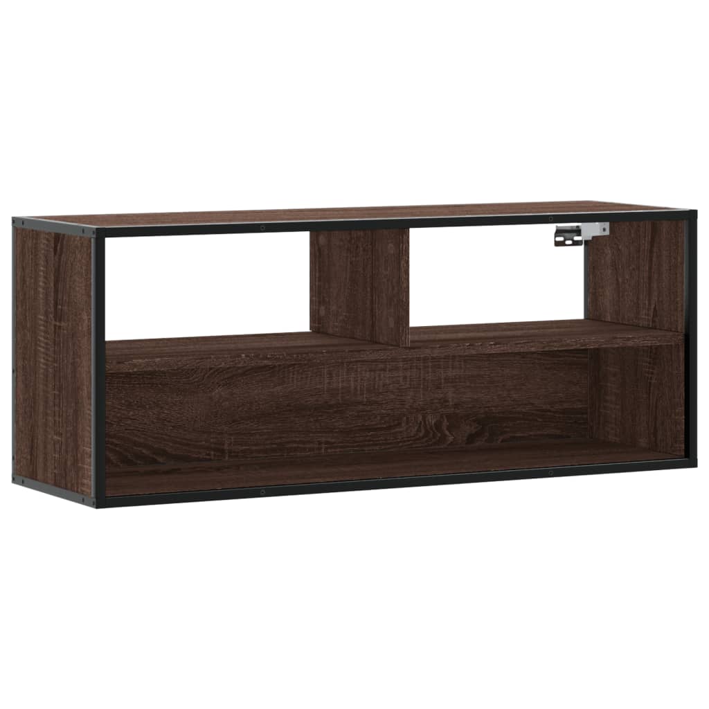 Meuble TV chêne marron 100x31x39,5cm bois d'ingénierie et métal - XIOS