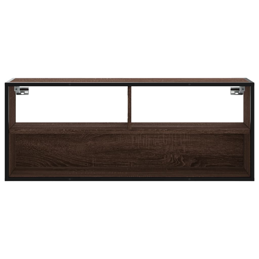 Meuble TV chêne marron 100x31x39,5cm bois d'ingénierie et métal - XIOS