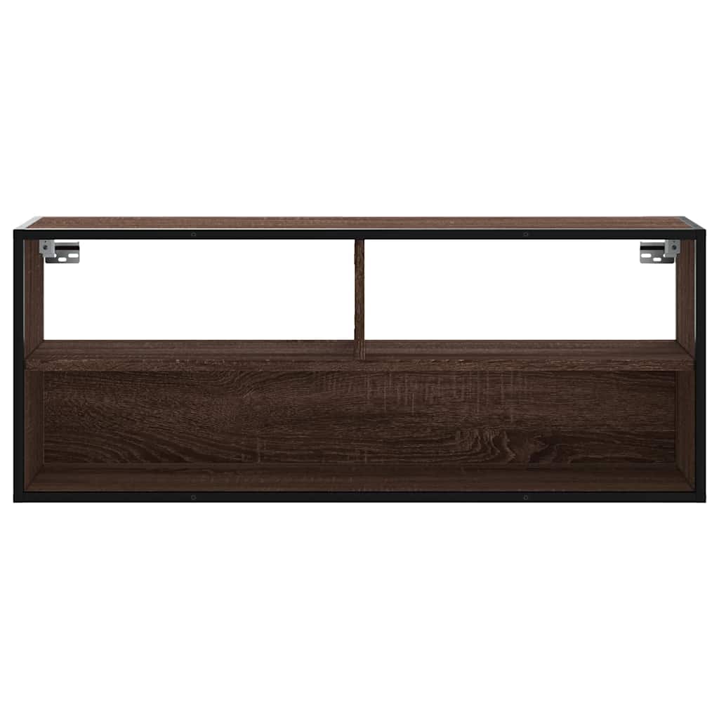 Meuble TV chêne marron 100x31x39,5cm bois d'ingénierie et métal - XIOS