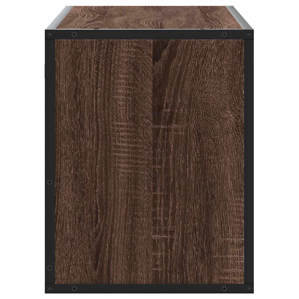 Meuble TV chêne marron 100x31x39,5cm bois d'ingénierie et métal - XIOS