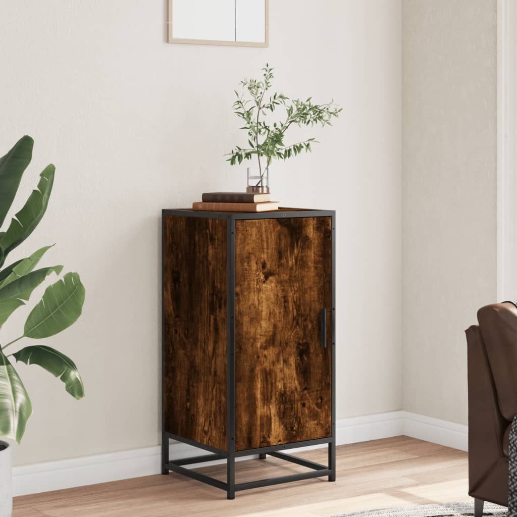 Buffet chêne fumé 35,5x35x76 cm bois d'ingénierie et métal - XIOS