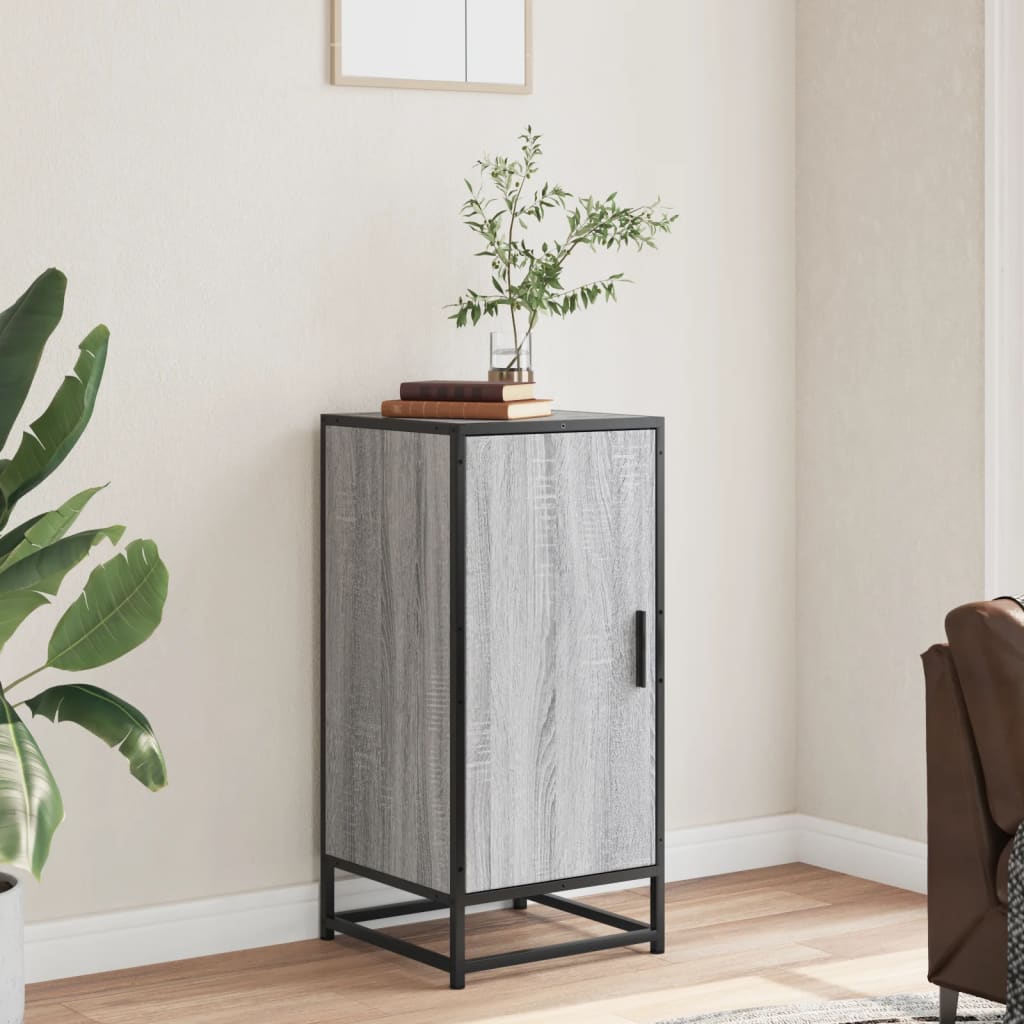 Buffet sonoma gris 35,5x35x76 cm bois d'ingénierie et métal - XIOS
