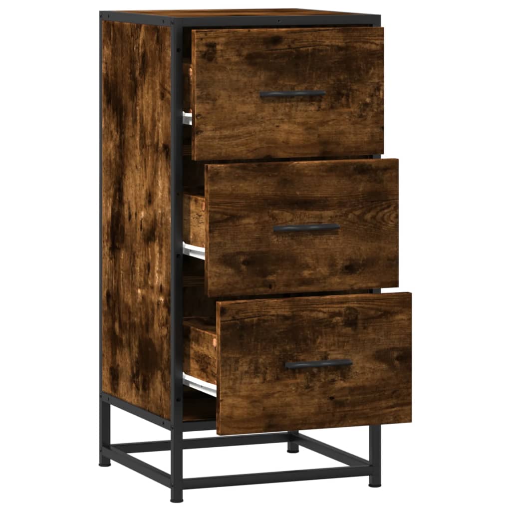 Buffet chêne fumé 35,5x35x76 cm bois d'ingénierie et métal - XIOS