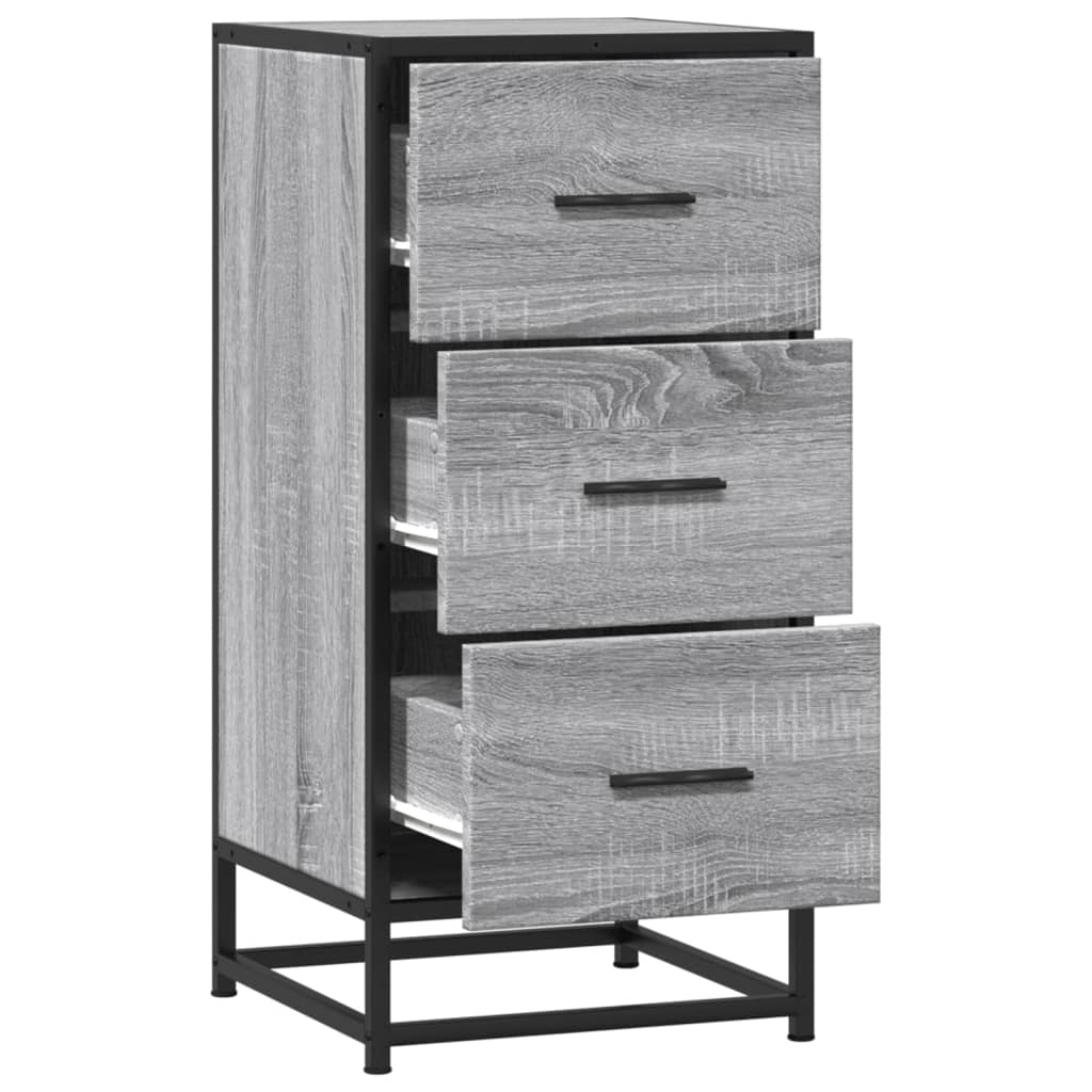 Buffet sonoma gris 35,5x35x76 cm bois d'ingénierie et métal - XIOS