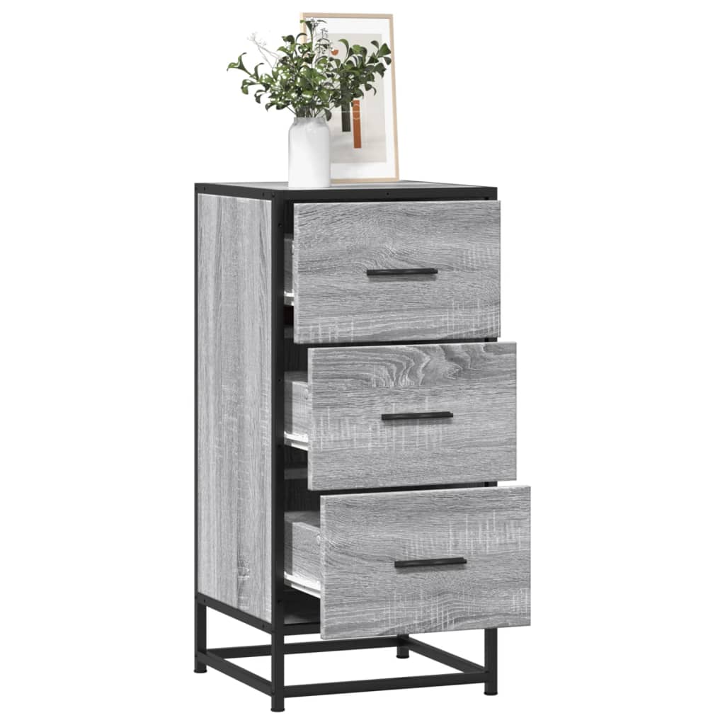 Buffet sonoma gris 35,5x35x76 cm bois d'ingénierie et métal - XIOS