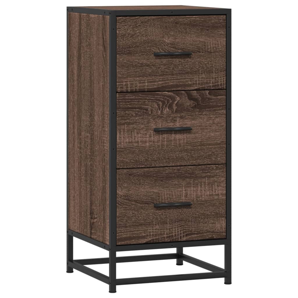 Buffet chêne marron 35,5x35x76 cm bois d'ingénierie et métal - XIOS