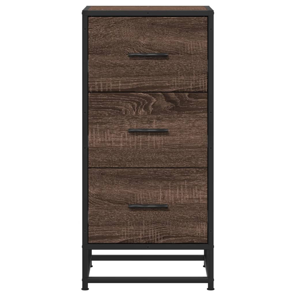 Buffet chêne marron 35,5x35x76 cm bois d'ingénierie et métal - XIOS