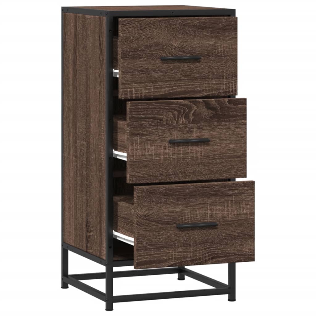 Buffet chêne marron 35,5x35x76 cm bois d'ingénierie et métal - XIOS
