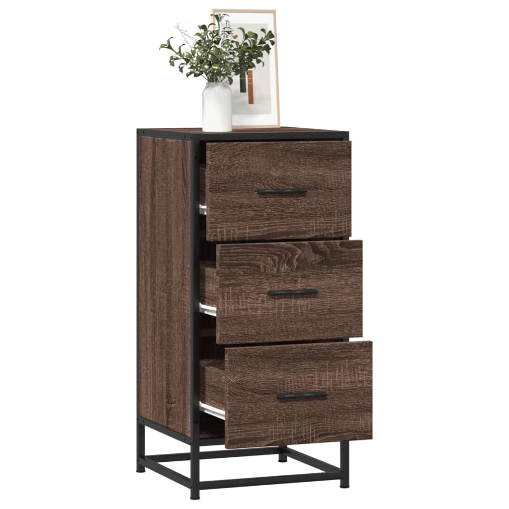 Buffet chêne marron 35,5x35x76 cm bois d'ingénierie et métal - XIOS