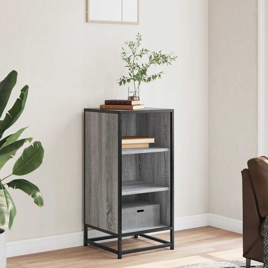 Buffet sonoma gris 35,5x35x76 cm bois d'ingénierie et métal - XIOS