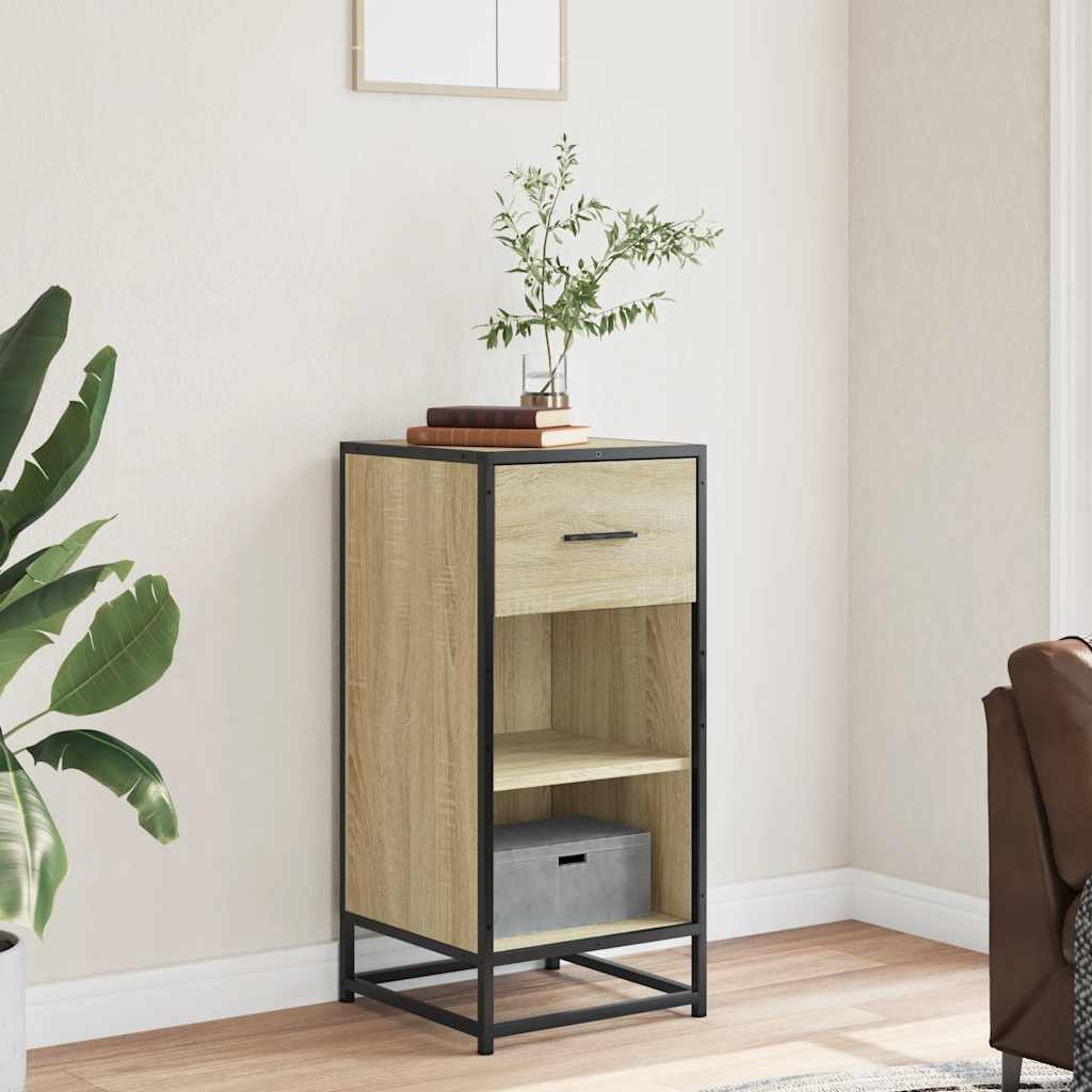 Buffet chêne sonoma 35,5x35x76 cm bois d'ingénierie et métal - XIOS