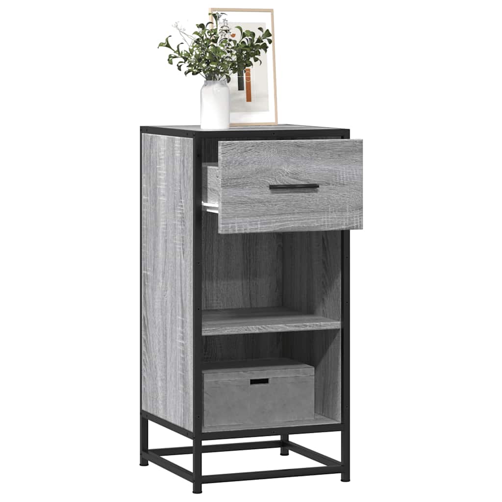 Buffet sonoma gris 35,5x35x76 cm bois d'ingénierie et métal - XIOS