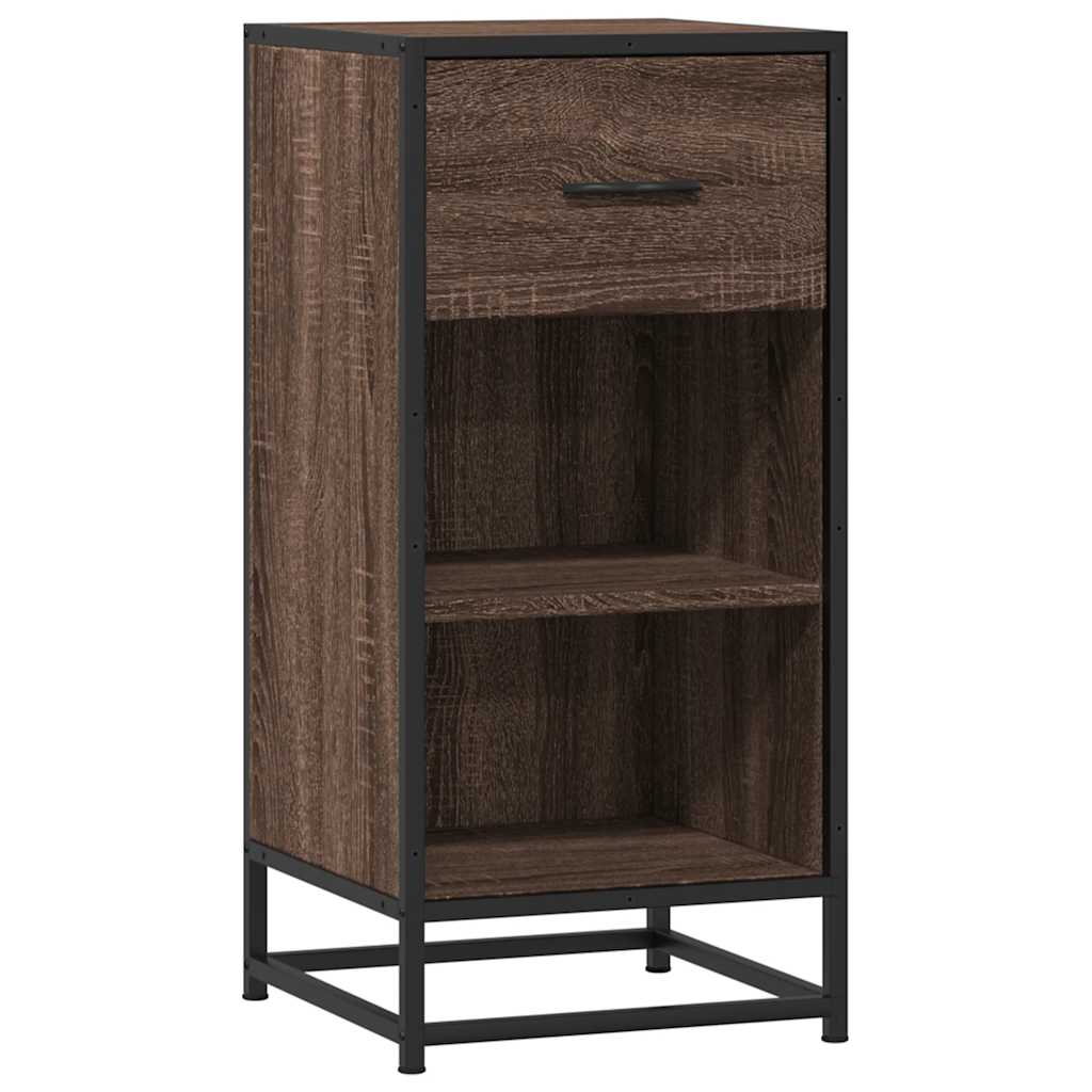 Buffet chêne marron 35,5x35x76 cm bois d'ingénierie et métal - XIOS