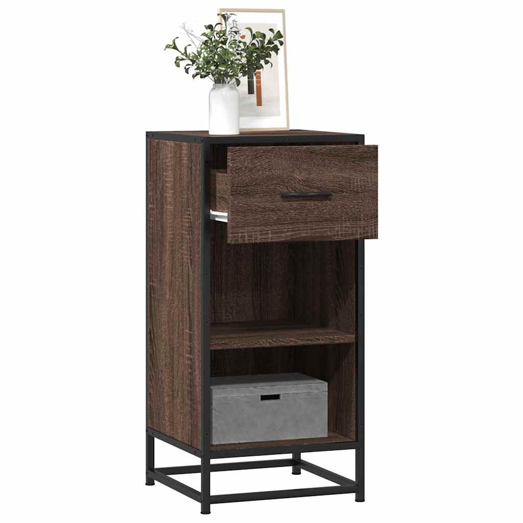 Buffet chêne marron 35,5x35x76 cm bois d'ingénierie et métal - XIOS