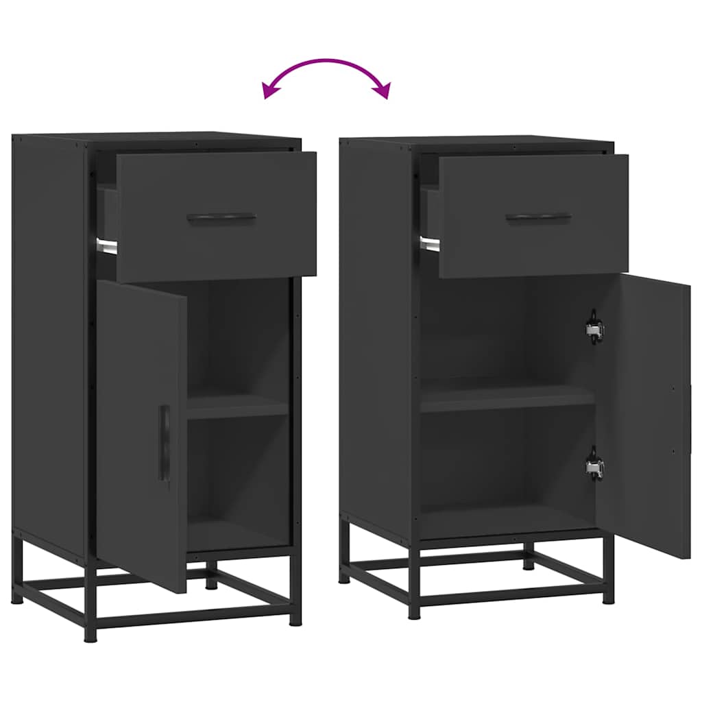 Buffet noir 35,5x35x76 cm bois d'ingénierie et métal - XIOS